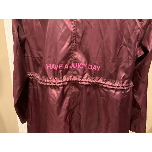 Juicy Couture Maroon Purple Button-Up Hooded Wind Breaker Jacket, Size Small - Picture 10 of 11